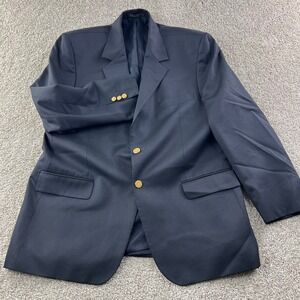 Mens Wool Blazer Navy‎ Blue 108 Milan/42R Two Button Gold Accents